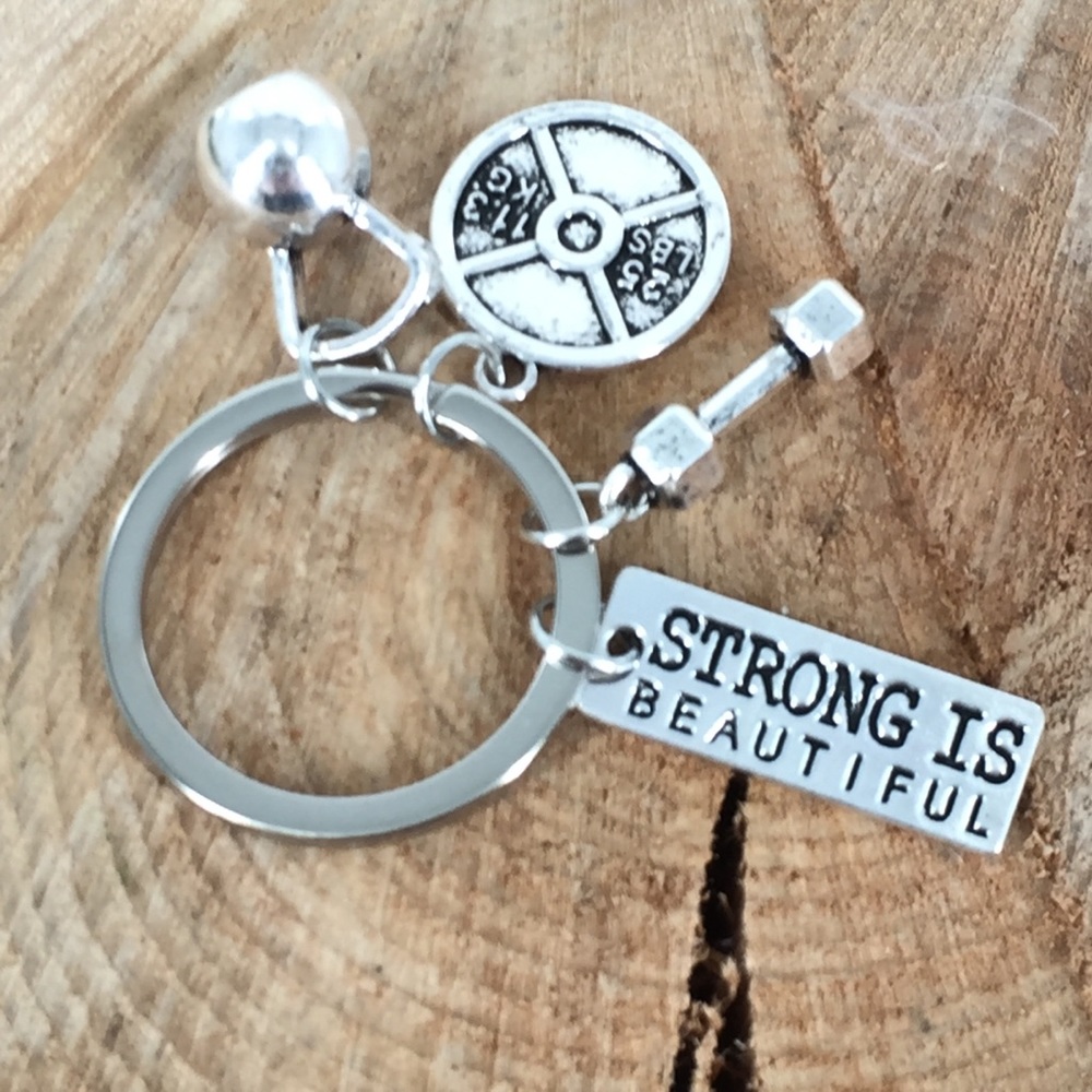 3/$21 Strong is Beautiful Silver Tone Key Ring